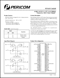 PI74AVC164245V datasheet: 16-bit 1.8-2.5V to 3.3V level shifting transceiver with 3-state outputs PI74AVC164245V