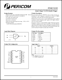 PI74FCT132TW datasheet: Quad 2-input NAND schmitt trigger PI74FCT132TW