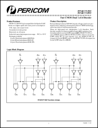 PI74FCT139TS datasheet: Fast CMOS 1-of-4 decoder PI74FCT139TS