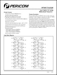 PI74FCT163245V datasheet: Fast CMOS 3.3V 16-bit bidirectional transceiver PI74FCT163245V