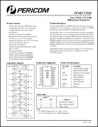 PI74FCT3245Q datasheet: Fast CMOS 3.3V 8-bit bidirectional transceiver PI74FCT3245Q