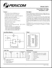 PI74FCT3573R datasheet: Fast CMOS 3.3V 8-bit transparent latch PI74FCT3573R