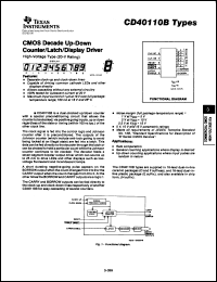 CD40110BPWR datasheet:  CMOS DECADE UP-DOWN COUNTER/LATCH/DISPLAY DRIVER CD40110BPWR