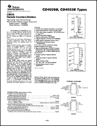 CD4026BE datasheet:  CMOS DECADE COUNTER/DIVIDER WITH DECODED 7-SEGMENT DISPLAY OUTPUTS AND DISPLAY ENABLE CD4026BE