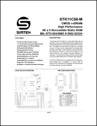 STK11C68-5C35M datasheet: CMOS nvSRAM high performance 8K x 8 nonvolatile static RAM STK11C68-5C35M