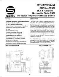 STK12C68-C25IM datasheet: CMOS nvSRAM 8K x 8 nonvolatile static RAM STK12C68-C25IM