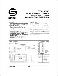 STK25CA8-D45I datasheet: 128K x 8 autostore nvRAM quantum trap CMOS nonvolatile static RAM STK25CA8-D45I