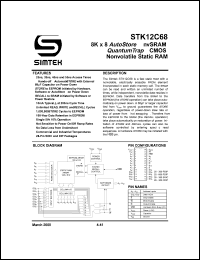 STK12C68-P35 datasheet: 8K x 8 autostore nvRAM quantum trap CMOS nonvolatile static RAM STK12C68-P35
