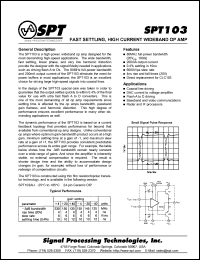 SPT103 datasheet: Fast settling, high current wideband op amp SPT103