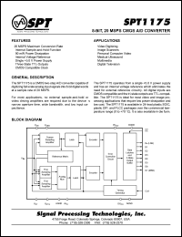SPT1175ACS datasheet: 8-bit, 20 MSPS CMOS A/D converter SPT1175ACS