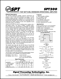 SPT200AIH datasheet: Fast settling, wideband operational amplifier SPT200AIH