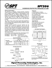 SPT206AIH datasheet: Overdrive-protected wideband op amplifier SPT206AIH