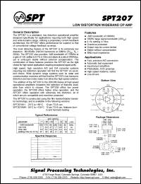SPT207AMH datasheet: Low distortion wideband op amplifier SPT207AMH