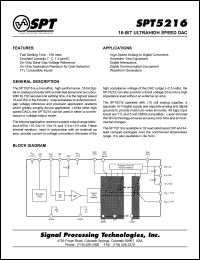 SPT5216BCJ datasheet: 16-bit, ultrahigh-speed DAC SPT5216BCJ