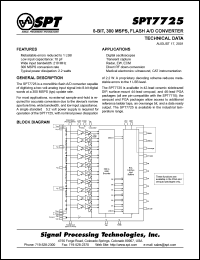 SPT7722AIG datasheet: 8-bit, 300 MSPS, flash A/D converter SPT7722AIG