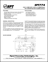 SPT774BCS datasheet: Fast, complete 12-bit compatible A/D converter with sample/hold SPT774BCS