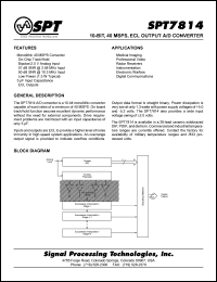 SPT7814ACN datasheet: 10-bit, 40 MSPS, ECL output A/D converter SPT7814ACN