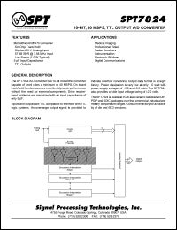 SPT7824AIJ datasheet: 10-bit, 40 MSPS, TTL output A/D converter SPT7824AIJ