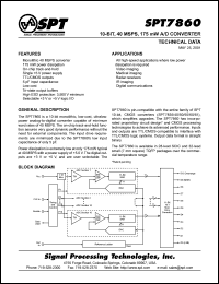 SPT7860SCT datasheet: 10-bit, 40 MSPS, 175 mW A/D converter SPT7860SCT