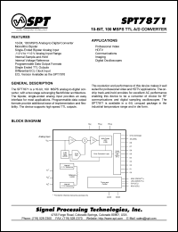 SPT7871SCU datasheet: 10-bit, 100 MSPS TTL A/D converter SPT7871SCU