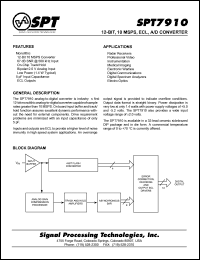 SPT7910SCJ datasheet: 12-bit, 10 MSPS ECL A/D converter SPT7910SCJ