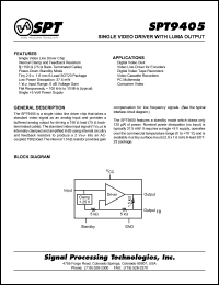 SPT9405SCL datasheet: Single video driver with luma output SPT9405SCL