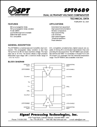 SPT9689AIC datasheet: Dual ultrafast voltage comparator SPT9689AIC