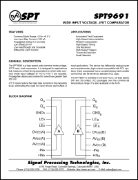 SPT9691SCP datasheet: Wide input voltage, JFET comparator SPT9691SCP