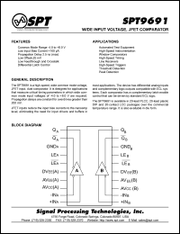 SPT9691SCU datasheet: Wide input voltage, JFET comparator SPT9691SCU