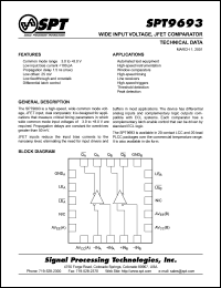 SPT9693SCP datasheet: Wide input voltage, JFET comparator SPT9693SCP