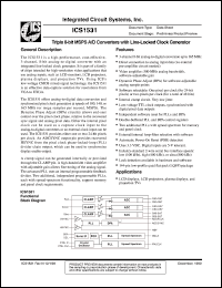 ICS1531Y-165 datasheet: Triple 8-bit MSPS A/D converter with line-locked clock generator ICS1531Y-165