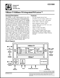 AV1890Y-14 datasheet: 100 base-T/100 base-TX integrated PHYceiver AV1890Y-14