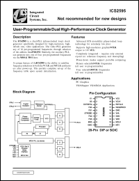 ICS2595M-SD datasheet: User-programmable dual high-performance clock generator ICS2595M-SD