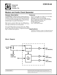 ICS9120M-46 datasheet: Modem and audio clock generator ICS9120M-46