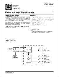 ICS9120M-47 datasheet: Modem and audio clock generator ICS9120M-47