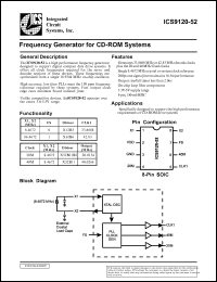 ICS9120M-52 datasheet: Frequency generator for CD-ROM system ICS9120M-52