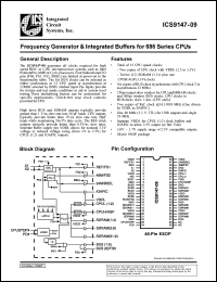 ICS9147F-09 datasheet: Frequency generator and integrated buffer for 686 series CPU ICS9147F-09