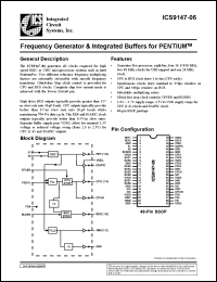 ICS9147F-06 datasheet: Frequency generator and integrated buffer for pentium ICS9147F-06