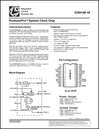 ICS9148F-18 datasheet: Pentium/PRO system  clock chip ICS9148F-18