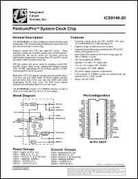 ICS9148F-20 datasheet: Pentium/PRO system  clock chip ICS9148F-20