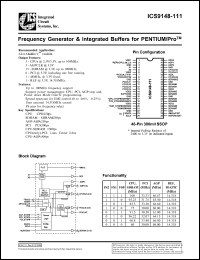 ICS9148F-111 datasheet: Frequency generator and integrated buffers for Pentium/PRO ICS9148F-111