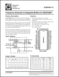 ICS9148F-13 datasheet: Frequency generator and integrated buffers for Pentium/PRO ICS9148F-13