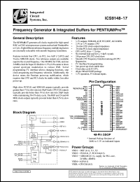 ICS9148F-17-T datasheet: Frequency generator and integrated buffers for Pentium/PRO ICS9148F-17-T