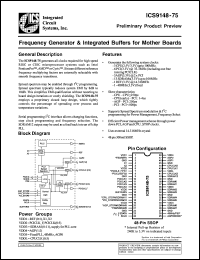 ICS9148F-75-T datasheet: Frequency generator and integrated buffers for mother board ICS9148F-75-T