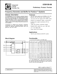 ICS9159M-06 datasheet: Frequency generator and buffer for Pentium system ICS9159M-06
