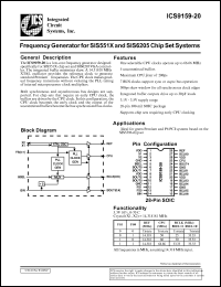 ICS9159M-20 datasheet: Frequency generator for SIS551X and SIS6205 chip set system ICS9159M-20