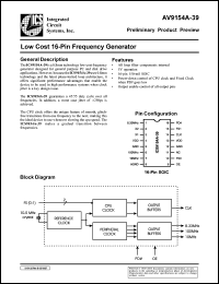 AV9154A-39CS16 datasheet: Low cost 16-pin frequency generator AV9154A-39CS16