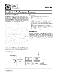 AV9154A-43CN16 datasheet: Low-cost 16-pin frequency generator AV9154A-43CN16