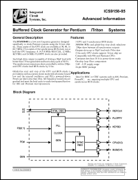 ICS9158-05M datasheet: Buffered clock generator for Pentium/Triron system ICS9158-05M