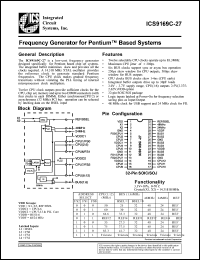 ICS9169CM-27 datasheet: Frequency generator for Pentium based system ICS9169CM-27